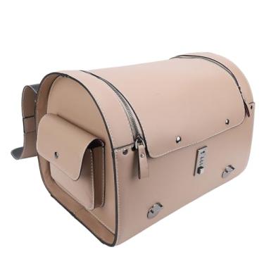 Imagem de Bolsa Traseira Universal Resistente à água para Motocicleta, Liberação Rápida, Com Trava Feita de Couro PU, Capacidade de 29,5L, Design Elegante para Scooters (Café)
