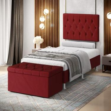 Imagem de Kit Painel Centaurus 100 e Calçadeira Sagitarius Veludo Aradecor, Verm