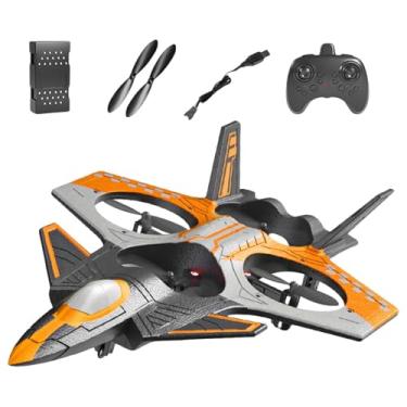 Imagem de Vaveren Avião de brinquedo com controle remoto, avião RC com controle remoto, controle fácil para hobby iniciante, Laranja
