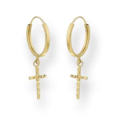 Imagem de Brinco De Ouro 18k Argola Com Cruz - Elegancy Joias