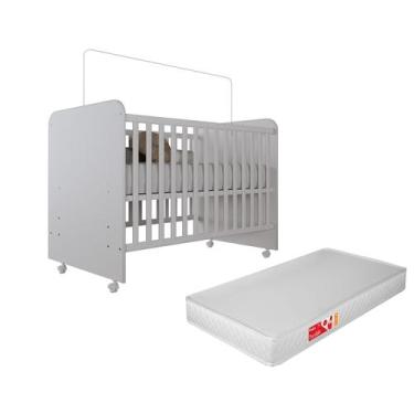 Imagem de Berço Mini Cama Americano Com Colchão E Rodízios Inocência Menino Meni