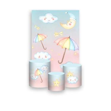 Imagem de Painel De Festa Vertical 1,50 x 2,20 + Trio De Capas Cilindro - Chuva 