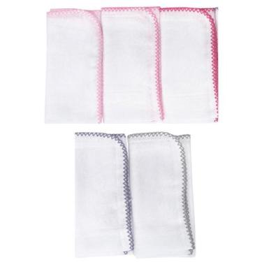 Imagem de Kit 5 Fraldinha Pano de Boca  Bebe C/ Croche Enxoval 100% Algodão 32CM
