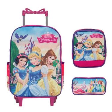 Imagem de Kit Mochila Infantil Feminina Princesas Carrinho Envio 24Hrs - Toys 2U