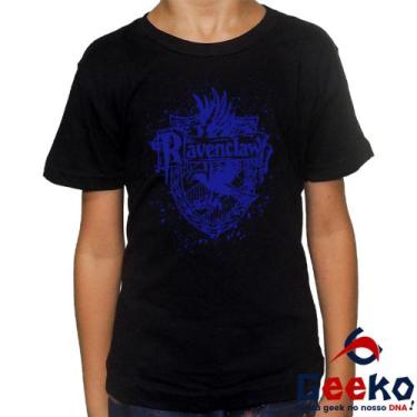 Imagem de Camiseta Infantil Corvinal 100% Algodão Harry Potter Hogwarts Ravencla
