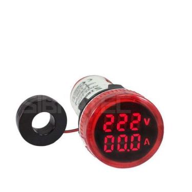 Imagem de Voltímetro / Amperímetro Digital 22mm Vermelho 500Vca - Sibratec