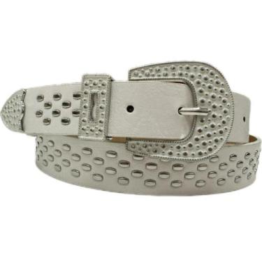 Imagem de Cinto Country Unissex Cowboys Detalhe Bolinhas Zx-m-07 - shr, Branco