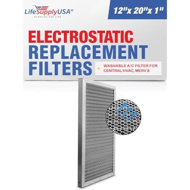 Imagem de LifeSupplyUSA (12 x 20 x 1) Filtro de ar eletrostático de substituição de filtro de ar lavável para HVAC central, MERV 8, economia de energia, fácil de limpar, de longa duração (1 pacote)