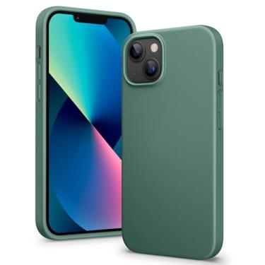 Imagem de DTTO Capa para iPhone 13, capa protetora de silicone líquido à prova de choque, fina e durável, [proteção da câmera] capa de almofada de grade de favo de mel para iPhone 13 de 6,1 polegadas, verde
