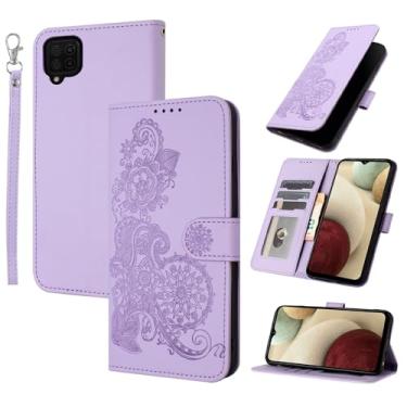 Imagem de Dibosom Capa carteira floral para Samsung Galaxy A22 4G 6,4 polegadas com alça de pulso flip com zíper, suporte de cartão de couro PU de luxo acessórios capa de celular para M32 M22 F22 A 22 22A G4