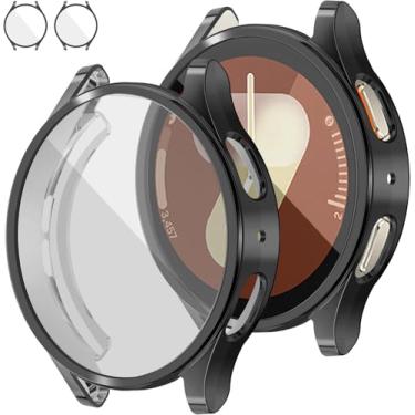 Imagem de RICHONE [Pacote com 2] Capa protetora de tela compatível com Samsung Galaxy Watch 7 de 40 mm, capas protetoras de TPU macio para Samsung Watch7, acessórios de moldura para mulheres e homens, preto