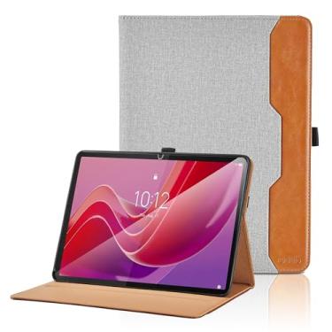 Imagem de Capa para Lenovo Tab M11 11 polegadas 2024(TB-330FU/TB-331FC) - Capa fólio de couro PU com alça de mão e bolso, capa para tablet inteligente despertar/hibernar automaticamente, cinza