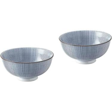 Imagem de Conjunto de tigelas de arroz de porcelana japonesa, 11,8 cm de diâmetro 1,246 cm de altura, 246 cm, conjunto de 2 padrões Mino Ware Chawan Sendan Tokusa Mino Ware Chawan Sendan Tokusa, M535-23