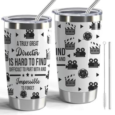 Imagem de Director Appreciation Gift Director 590 ml Copo de aço inoxidável com tampa e canudo teatro diretor presente futuro comédia tragédia viagem xícara de café (realmente grande diretor)