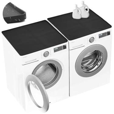 Imagem de 2 peças de capas de lavadora e secadora para a parte superior, 68 cm x 68 cm, tapete protetor superior de silicone antiderrapante à prova d'água para máquina de lavar roupa com carga superior