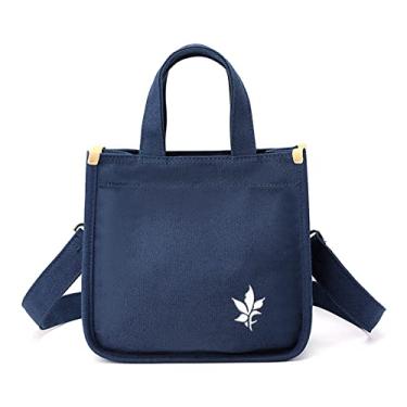Imagem de CORIOS Bolsa feminina de ombro de lona transversal casual bolsa carteiro, Azul escuro