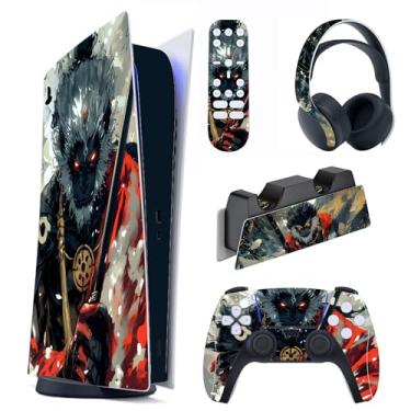 Imagem de PlayVital Conjunto completo de decalque para console ps5 edição digital, adesivo de vinil para controle ps5, estação de carregamento, fone de ouvido e controle remoto de mídia - Fallen Wukong