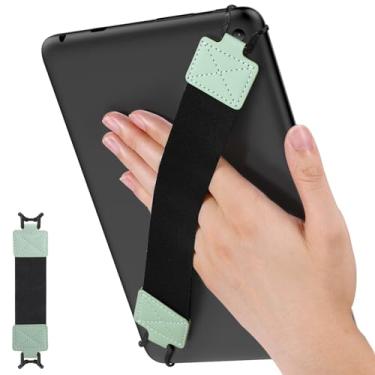 Imagem de MoKo Alça de mão de segurança para tablet de 9 a 11 polegadas, iPad/iPad Pro/iPad Air/Kindle Fire HD/Samsung, alça de mão versátil de alta elasticidade, suporte de dedo leve, cinto preto, verde menta