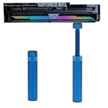 Imagem de Aivalas Suporte de GPU, suporte de placa de vídeo gráfica com altura ajustável, suporte antiqueda para flacidez universal de placa gráfica, suporte de GPU com ímã e almofada de borracha, azul