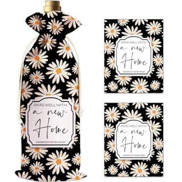 Imagem de IRADA Saco de vinho com 2 etiquetas de garrafa de vinho, sacos de vinho de serapilheira reutilizáveis para garrafas de vinho, decorações de festa - nova bolsa de vinho para casa - decoração de