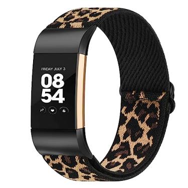Imagem de Oumida Pulseira de nylon elástica compatível com Fitbit Charge 2 para mulheres e homens, pulseiras esportivas trançadas macias ajustáveis para Fitbit Charge 2 Fitness (leopardo)