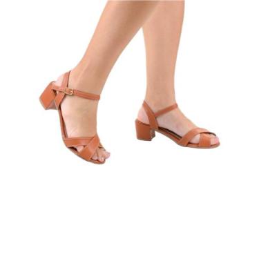 Imagem de Sandália Feminina Moderna Estilosa Salto Baixo Grosso Bloco Saltinho C