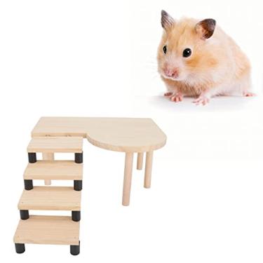 Imagem de Plataforma de Madeira para Brincar de Hamster, Plataforma e Escadas de Madeira para Hamster, Plataforma Fofa e Requintada para Animais de Estimação Com Escada, para Animais de