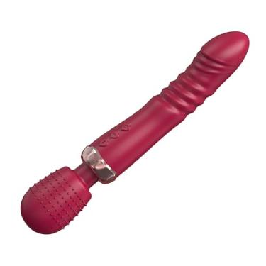 Imagem de Poderoso empurrando vibradores vibrador três motores telescópico mais vibração brinquedos sexuais tamanho grande varinha massageador brinquedo sexual para casal(Red)