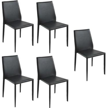 Imagem de Kit com 5 Cadeiras de Jantar Amanda Pvc Preto