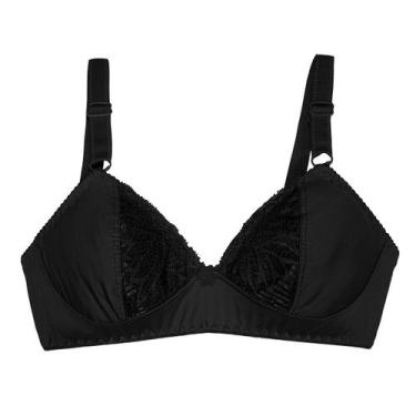 Imagem de Sutiã Plus Size Sem Bojo Sem Aro Com Renda Simples Microfibra - Empóri