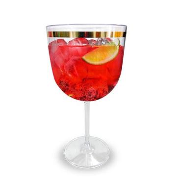 Imagem de Taça Borda Dourada Vinho Água Licor Gin 600ml Transparente - LSC