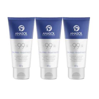 Imagem de Kit 3x Protetor Solar Facial Anasol Fps99 Toque Seco 60G