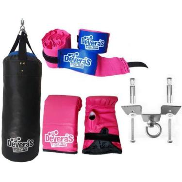 Imagem de Kit Saco de Pancadas Cheio 70 cm + Luva de Bater Saco + Bandagem Muay 