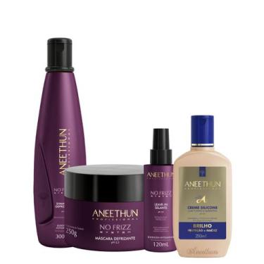 Imagem de Kit Aneethun No Frizz System Shampoo + máscara + leave in + Creme de S