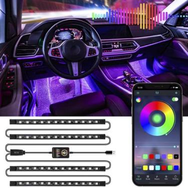 Imagem de Luzes interiores LED LivTee Smart RGB de 2 linhas com porta USB