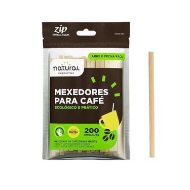 Imagem de Mexedor Palheta Bambu Ecológico Para Café Drinks 11cm Natural - 200 Un