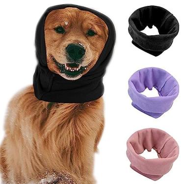 Imagem de Pacote com 3 protetores de ouvido para cães com orelhas silenciosas para ruído (preto + rosa + roxo) (M)