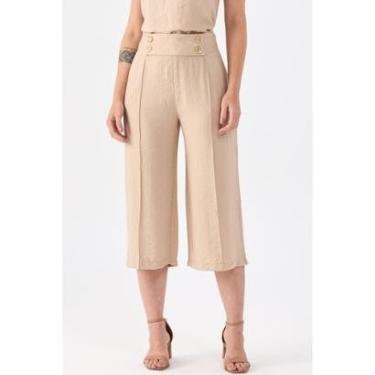 Imagem de Calça PKS Pantacourt Viscose Bege-Feminino