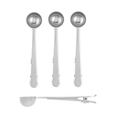 Imagem de Colher Medidora Prendedor Clip Inox Utensilio Cozinha 4un - LYOR