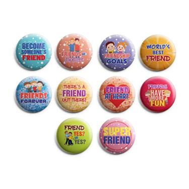 Imagem de Creanoso Botões de pino Friends are Forever (1 conjunto x 10 botões) - Ideias de presentes de qualidade premium para crianças, adolescentes e adultos - brindes corporativos e lembrancinhas de festa