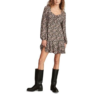 Imagem de Lucky Brand Minivestido feminino Flirty Flouncey, Floral preto, P