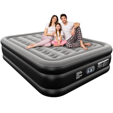 Imagem de Ezyrest Colchão de ar de 18 polegadas, colchão de ar Queen com bomba integrada, colchão insuflável com parte superior macia e bolsa de transporte portátil, colchão insuflável ajustável para