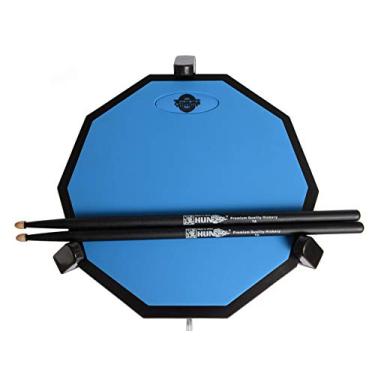 Imagem de Tromme Drum Practice Pad e estojo de transporte, silicone de 30,5 cm com base de madeira e sensação de bateria real, bastões e suporte não incluídos (azul)