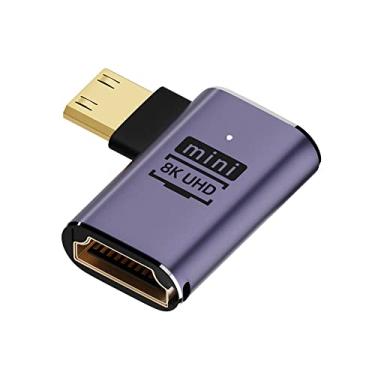 Imagem de NFHK Mini HDMI macho para HDMI 2.1 fêmea UHD extensão ouro conversor adaptador compatível com HDTV 8K 60hz