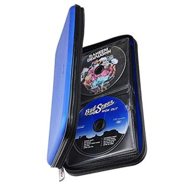 Imagem de XiongYe — Capa de CD para DVD com 72 capacidades, carteira de serviço pesado, suporte de CD de DVD para carro, capa rígida resistente, suporte de disco de CD, compartimento de disco de DVD, livros, carteira protetora de Blu-ray, Azul