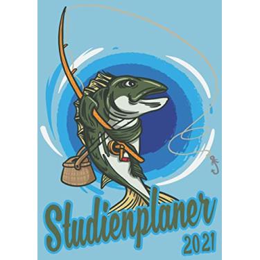 Imagem de Studienplaner 2021: Wochenplaner zum notieren, organisieren und planen DIN A4. Kalender/Terminkalender/Monats- / Tagesübersicht/Kontakt- / Geburtstags listen/Fisch mit Angel
