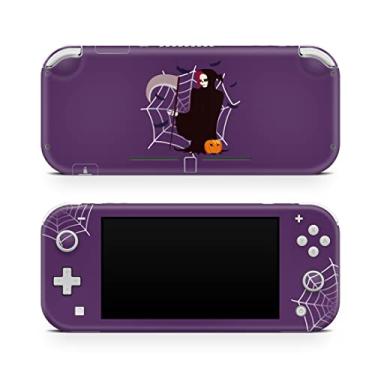 Imagem de Tacky Design Adesivo de Halloween compatível com Nintendo Switch Lite Skin Wrap, Spooky Grim Reaper Spider Web Kawaii Skin para Nintendo Switch Lite, decalque completo de vinil premium 3M.