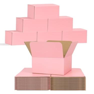 Imagem de DEZIBOX Caixas de Remessa Rosa 8X8X4", Pacote com 30 Pequenas Caixas de Papelão Ondulado, Caixas de Correio Em Cubo para Pequenas Empresas, Embalagens e Correspondências