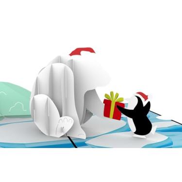 Imagem de iGifts And Cards Cartão Pop Up 3D Urso Polar Birthday Cheer - 5x7 Fun Arctic Animal Bday Saudação com Envelope e Notecard, Winter Wonderland Surprise, Presente de Festa de Dezembro exclusivo para