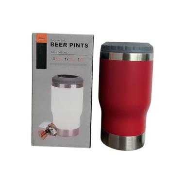 Imagem de Copo Porta Cerveja Térmico Suporte Garrafa Térmica De Lata Latinha Latão Long Neck Aço Inox Refrigerador Isolado Isolador (Vermelho)
